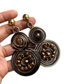 Mixed Material Crystal Woven Geometric Round Pendant Drop Earrings Retro Ethnic Style view 5