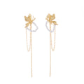 Elegant Luxury Alloy Butterfly Pearl Loop Long Chain Tassel Silver Needle Women's Stud Earrings view 5