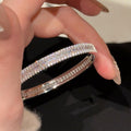 Sparkling Zircon Geometric Circle Clasp Bangle For Women Light Luxury Elegant Commuter Style view 3