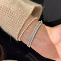 Sparkling Zircon Geometric Circle Clasp Bangle For Women Light Luxury Elegant Commuter Style view 2