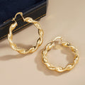 New Spiral Coil Ear Cuff With Horizontal Dark Stripe Texture, Trendy Metal Jewelry Accessory Earrings view 2
