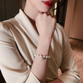 Real Gold Plated Zircon Shell Pearl Beaded Bracelet For Women Light Luxury Geometric Jewelry view 2