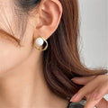 Delicate Lock Edge Stud Earrings, Faux Pearl Geometric French Lady Style Jewelry view 3