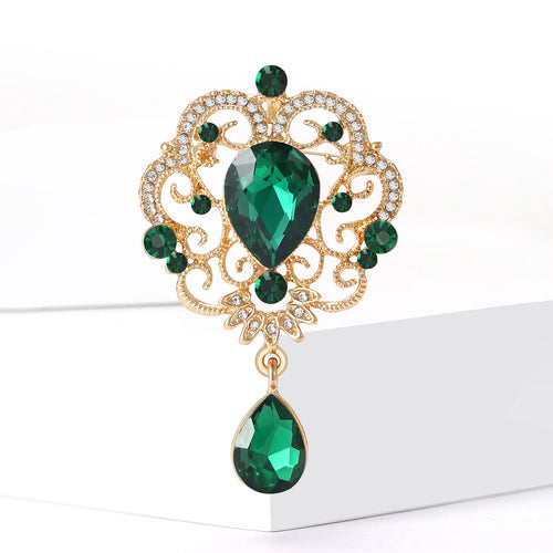 Crystal Rhinestone Alloy Pendant Brooch Pin For Women's Apparel