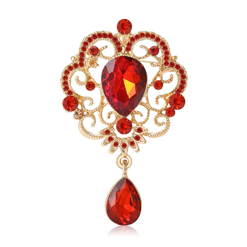 Crystal Rhinestone Alloy Pendant Brooch Pin For Women's Apparel