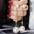 Long Pearl Drop Earrings With Fine Gold and Silver Tone Chains view 6