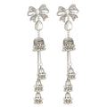 Vintage Ethnic Rhinestone Bowknot Teardrop Crystal Tassel Wind Bell Luxury Dangle Earrings view 5