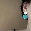 Resin Irregular Diamond Wave Stud Earrings, Vacation Style Sweet Geometric Jewelry view 3