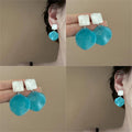 Resin Irregular Diamond Wave Stud Earrings, Vacation Style Sweet Geometric Jewelry view 1