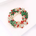 Metal Alloy Rhinestone Christmas Wreath Brooch For Holiday Garment Decoration view 4