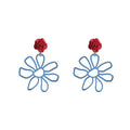 Resin Hollow Flower Contrast Color Stud Earrings For Women Vacation Sweet Minimalist Jewelry view 5