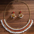 Vintage Ethnic Gold Alloy Bell Jhumka Drops With Crystal Rhinestone Studs And Pearl Tassel Earrings view 4