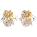 Metal Hollow Flower Stud Earrings Light Luxury Minimalist Fashion Earrings For Women view 5
