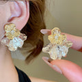 Metal Hollow Flower Stud Earrings Light Luxury Minimalist Fashion Earrings For Women view 4