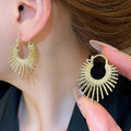 European American Irregular Round Firework Metal Ear Cuff Earrings Minimalist Geometric Jewelry view 4