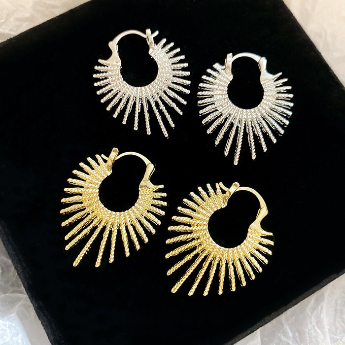 European American Irregular Round Firework Metal Ear Cuff Earrings Minimalist Geometric Jewelry