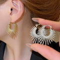 European American Irregular Round Firework Metal Ear Cuff Earrings Minimalist Geometric Jewelry view 2