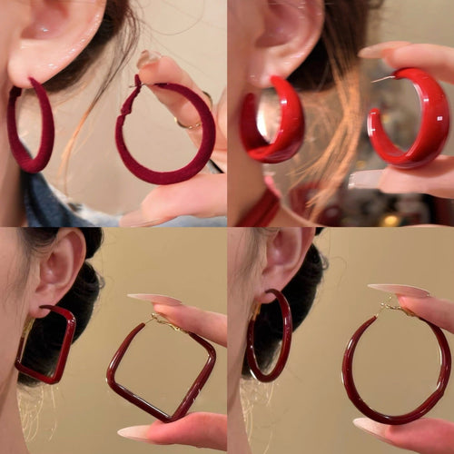 Acrylic C-Shaped Hoop Earrings With Silver Pins, Minimalist European Style Fashion Jewelry