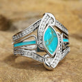 Hong Kong Style Oil Painted Marquise Geometric Ring, Chic Retro Fashion Statement Jewelry view 2