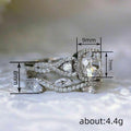 Chic Korean Japanese Geometric Marquise Ring Set For Women With Micro Pave Zircon, 2 Pieces view 4