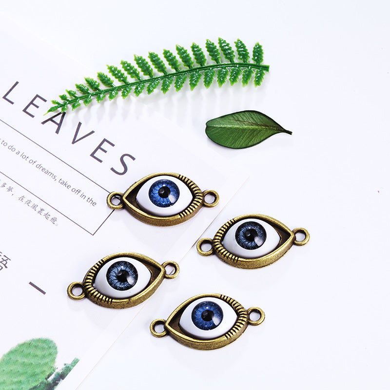 Vintage Resin Evil Eye Marquise Connector Charm for DIY Bracelets