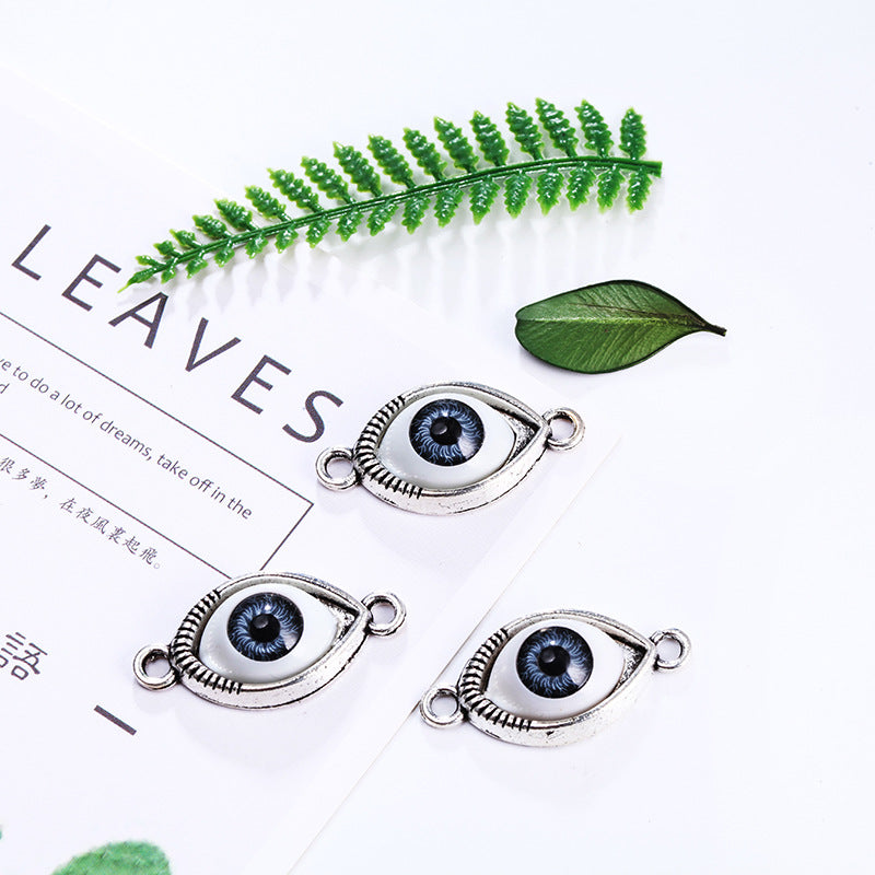 Vintage Resin Evil Eye Marquise Connector Charm for DIY Bracelets