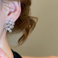 Light Luxury Butterfly Zircon Teardrop Stud Earrings With Silver Pins For Minimalist Style view 3