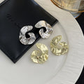 Luxury Irregular Wrinkled Metal Spiral Hoop Studs For Women Geometric Alloy Statement Earrings view 2