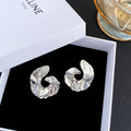Luxury Irregular Wrinkled Metal Spiral Hoop Studs For Women Geometric Alloy Statement Earrings view 4