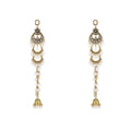 Vintage Ethnic Green Rhinestone Pearl Bell Tassel Long Chandelier Alloy Statement Vacation Earrings view 5