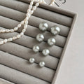 Minimalist Modern Gray Faux Pearl Stud Earrings With Silver Posts Round Geometric Fashion Jewelry view 1