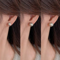 Minimalist Modern Gray Faux Pearl Stud Earrings With Silver Posts Round Geometric Fashion Jewelry view 3