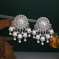 Vintage Bohemian Round Rhinestone Crystal Tassel Bell Charm Ethnic Statement Alloy Earrings view 3