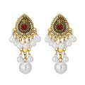 Bohemian Vintage Ethnic Teardrop Alloy Rhinestone Hollow Tassel Pearl Luxury Statement Earrings view 5