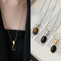 Light Luxury Resin Oval Pendant Adjustable Sweater Necklace For Women view 1