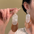 European American Style Acrylic Geometric Round Oval Stud Earrings For Women view 4