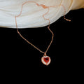 18K Gold Plated Copper Heart Zircon Mother Of Pearl French Court Style Choker Necklace view 4