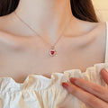 18K Gold Plated Copper Heart Zircon Mother Of Pearl French Court Style Choker Necklace view 3