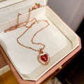 18K Gold Plated Copper Heart Zircon Mother Of Pearl French Court Style Choker Necklace view 2
