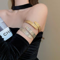 Vintage New Chinese Style Metal Printed Open Bangle Arm Cuff For Women view 1
