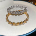 Sparkling Rhinestone Geometric Oval Copper Elastic Bangle For Women Light Luxury Jewelry view 4