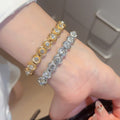 Sparkling Rhinestone Geometric Oval Copper Elastic Bangle For Women Light Luxury Jewelry view 3