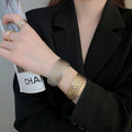 European American Metal Multi Layer Open Bracelet Ring Jewelry Set Minimalist Round Hand Accessory view 2