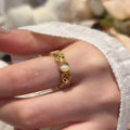 Geometric Round Resin Cat Eye Stone Open Ring For Women Hollow Coin Statement Finger Jewelry view 3