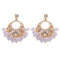 Light Luxury French Court Geometric Round Crystal Tassel Drop Earrings With Silver Needles view 5