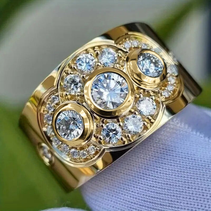 Women's Court Style Round Metal Plated Ring, Light Luxury Fashion Jewelry Accessory