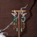 Elegant Chinese Style Butterfly Acrylic Green Beaded Bamboo Tassel Alloy Drop Earrings view 2