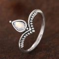 Women's Teardrop Faux Moonstone V Shape Ring, Minimalist Niche Design Fashion Jewelry view 2