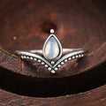 Women's Teardrop Faux Moonstone V Shape Ring, Minimalist Niche Design Fashion Jewelry view 5