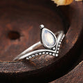Women's Teardrop Faux Moonstone V Shape Ring, Minimalist Niche Design Fashion Jewelry view 3